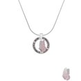 thumbnail image 2 of Delight Jewelry Silvertone Translucent Pink Flying Butterfly Gymnastics Mom Ring Charm Necklace, 18", 2 of 4