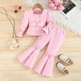 thumbnail image 2 of VNKIDY Girls Outfits Sets Long Sleeve O-Neck Sleeves Flare Pants Double Belted Two Piece Outfits Sets For Toddler Kids Fashionable, 2 of 9