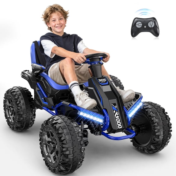East doll 24V Ride on Toys for Big Kids, 24V Ride ons Car ATV for Kid with 4×200W Motors, Parent Remote Control, Bluetooth Music, Adjustable Seat, Off Road Kids Electric Car for Ages 3-12, Blue