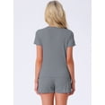 thumbnail image 4 of DARING DIVA Ribbed Knit Pajama Set Soft Short Sleeve Top M Grey, 4 of 7