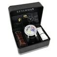 thumbnail image 4 of Luxurman  Men's Worldface Diamond Watch with Leather Strap Set, 4 of 5