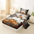 thumbnail image 2 of Manfei Kawaii Spooky Ghost Twin Sheets 3pcs, Halloween Pumpkin Butterfly Bedding, Orange Black Gray,1 Fitted Sheet, 1 Flat Sheet and 1 Pillowcase, 2 of 5