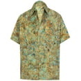 thumbnail image 5 of HAPPY BAY Men's Hawaiian with Pocket Beach Shirts Casual Short Sleeve Shirts Button Down Shirt Men M Starred Leaves, Yellow Summer, 5 of 7