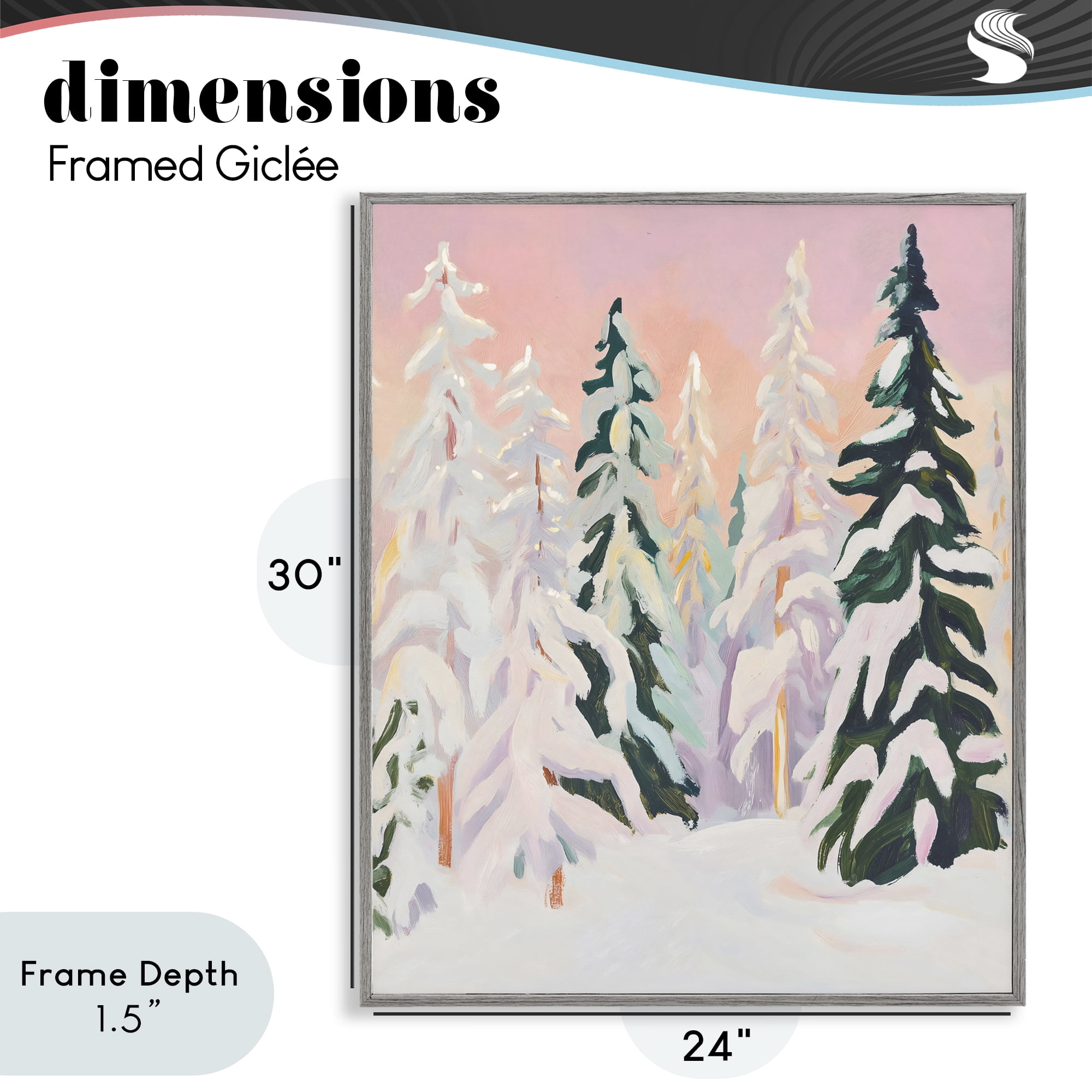 Stupell Industries Peachy Pastel Winter Forest Gray Framed Giclee Art, design by The Prints Vibe