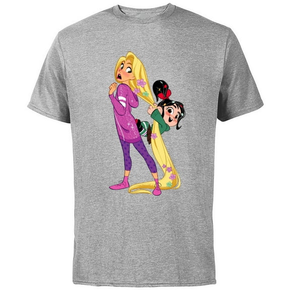 Disney Ralph Breaks the Internet Rapunzel Vanellope T-Shirt - Short Sleeve Cotton T-Shirt for Adults - Customized-Athletic Heather