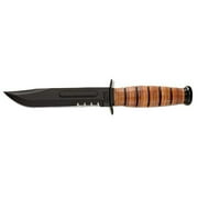 Ka-bar Usmc Short 5.25 Fxd 1095 Cro-van Clip Point Serr Lthr Hndl Sheath