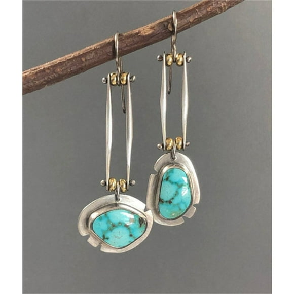 Dvkptbk Earrings Asymmetric Turquoise Natural Color Separation Earrings Jewelry