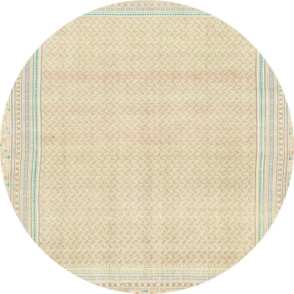 Ahgly Company Machine Washable Indoor Round Abstract Gold Area Rugs, 3' Round