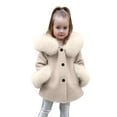thumbnail image 3 of Gubotare Girls Dress Coat Kids Winter Warm Jacket Long Sleeve Button Trench Coat Pocket Long Outerwear (Beige,18-24M), 3 of 5
