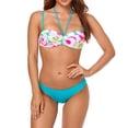 thumbnail image 2 of Traje de baño de playa de moda para mujer, diseño de lazo, bikini con cuello halter y estampado dividido, talla L, 2 of 8