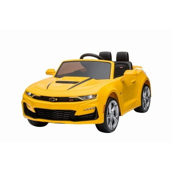 Montable Eléctrico Para Niños Camaro Hl558 Asiento Vinipiel Amarillo