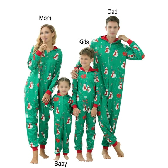 Frontwalk Family Christmas Jumpsuit Casual One Piece Loungewear Xmas Snowman Print Romper Pjs for Adult Kids Baby