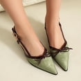 thumbnail image 2 of Bow Kitten Heels Dress Shoes for Women Ladies Bridal Wedding Pointed Toe Bowknot Banquet Dressy Pumps Slingback Sandals, 2 of 7