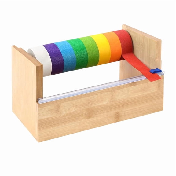 Osfvolr Wood Masking Tape Dispenser & Holder - Multi Roll Tape Dispenser & Cutter - 9.6" X 5.5" X 5" for Painting, Kitchen