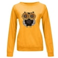 thumbnail image 2 of TIHLMK Sweatshirt Hoodies Women O-neck Lovely Owl Printing Comfortable Long Sleeves Sweatshirt Tops Yellow, 2 of 4