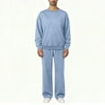 thumbnail image 6 of BiZtdJrK Lounge 2 Piece Sets for Men Loose Fit Solid Casual Fall Sweatsuits Crew Neck Long Sleeve Sweatshirts and Pants Outfits with Pockets Blue L, 6 of 10