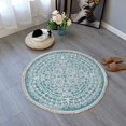 thumbnail image 1 of Vintage Design Rug,Cotton and Linen Circular Floor Mat,Non Slip Rugs for Living Room Bedroom Carpet,Home Decor Office, Round 36" 47" 59" 71",Machine Washable, 1 of 8