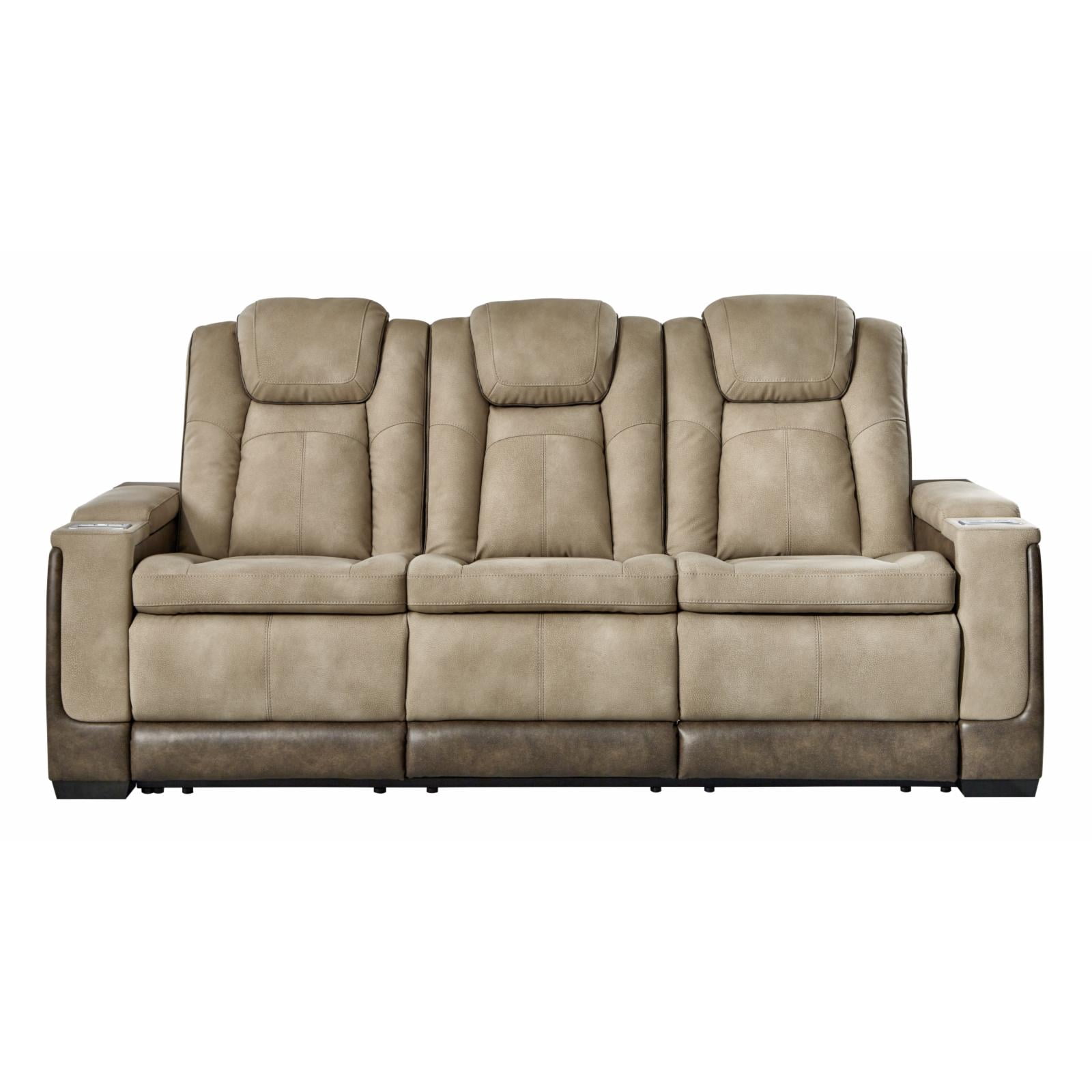 Ashley Furniture Next-Gen DuraPella Faux Leather Power Reclining Sofa in Brown