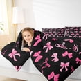 thumbnail image 3 of Manfei Pink Coquette Bowknot Queen Comforter Set For Girls,Pink Princess Bow Bedding Comforter Set For Kids,Black Reversible,3-Piece, 3 of 7