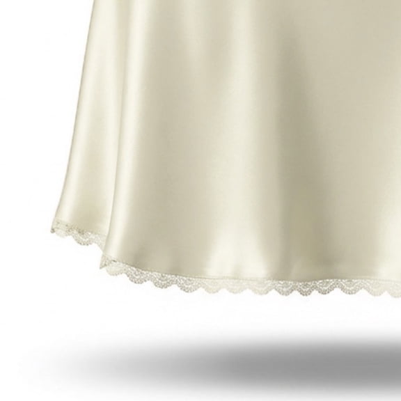Hrsba A Line Skirts for Women, Womens Solid Color High Waist Satin Lace Trim Casual Short A Line Skirt