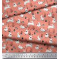 thumbnail image 3 of Soimoi Orange Georgette Viscose Fabric Mushroom,Oaknut & Rabbit Animal Decor Fabric Printed BTY 42 Inch Wide, 3 of 4