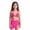 #0150-Hot Pink, variant on 8-16Years Big Girls Three Piece Swimsuit Set Color Block Spaghetti Strap with Mesh Skirt UV Protection Comfortable Swimwear