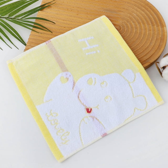 Cotton Gluttonous Bear Pattern Kindergarten Baby Towel Soft Absorbent Four Colors Optional Care Baby Delicate Skin