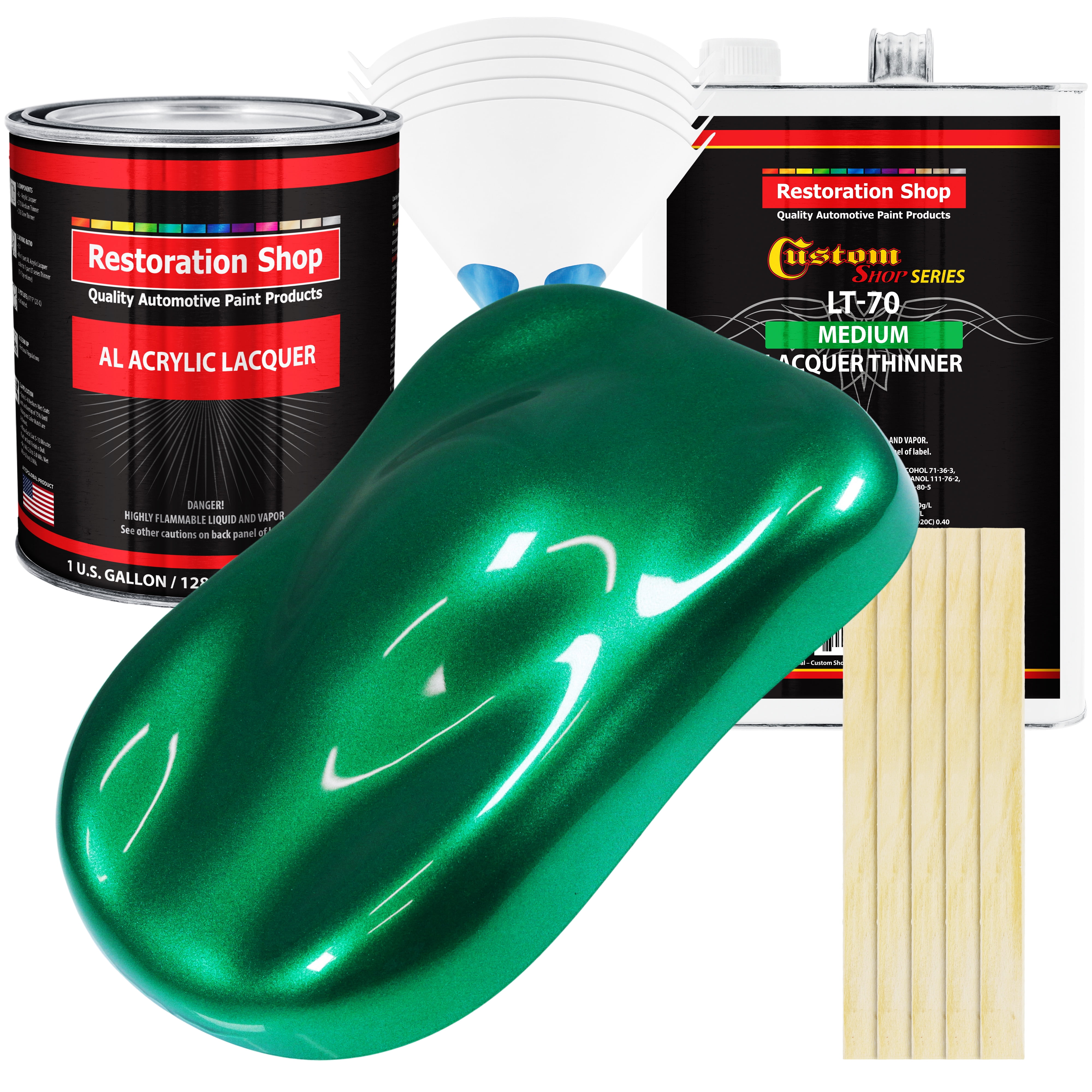 Restoration Shop Emerald Green Metallic Acrylic Lacquer Auto Paint Complete Gallon Paint Kit