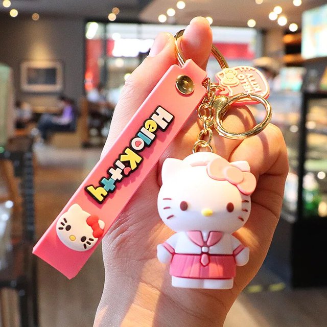 LLavero de Anime Sanrio Kawaii Hello Kitty, soporte colgante, llavero de coche, bolsa móvil, joyería colgante, juguetes para niños, regalo Fivean unisex