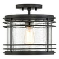 thumbnail image 4 of Possini Euro Design Modern Semi Flush Mount Outdoor Ceiling Light Fixture Black Geometric 11" Clear Seedy Glass for Exterior House Porch Patio Deck, 4 of 7