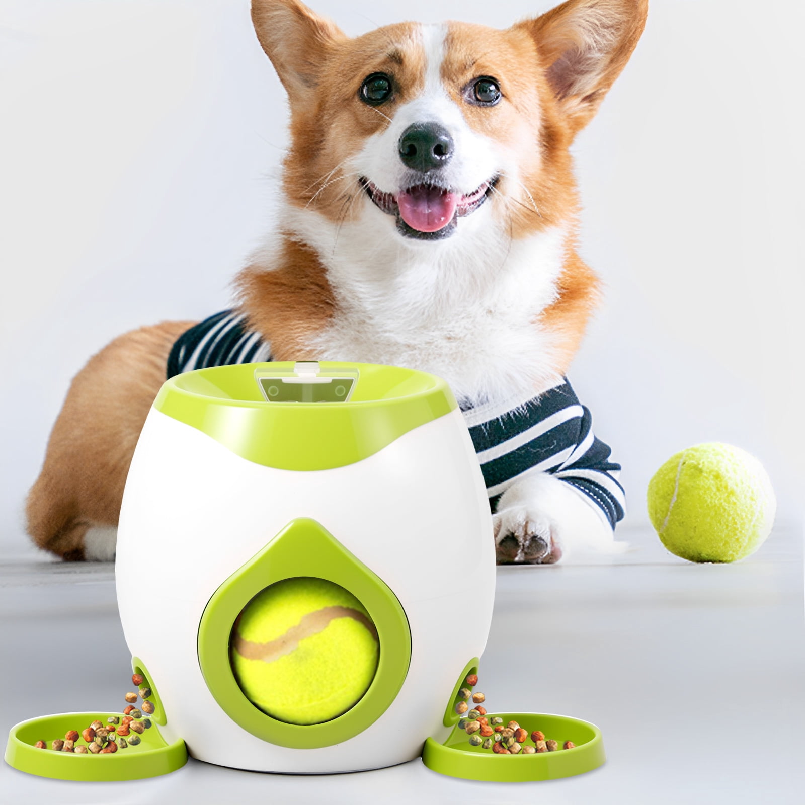 Dog Ball Launcher Interactive Puppy Ball Thrower Machine with Automatic Treat Dispenser Fun Dog Training Toys for Indoor Outdoor