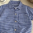 thumbnail image 3 of JUMEYU Boys Plaid Shirt Kids Little Boys Short Sleeve Button Shirt Toddler Shirt 4T 5T (Blue,4-5 Years), 3 of 3