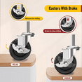 thumbnail image 6 of HOLKIE 3 inch Side Locking Stem Caster Wheels,3/8" -16 x 1-1/2" Threaded Swivel Casters Set of 4 Heavy Duty Casters,Black, 6 of 10