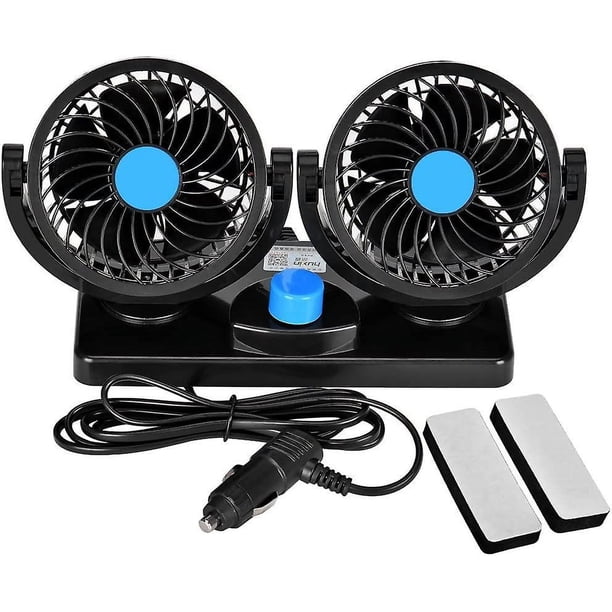 2024, ventilador de 12 V CC de 2 velocidades y doble hoja giratorio de 360 grados para coche eléctrico - Soplado eficiente del aire caliente