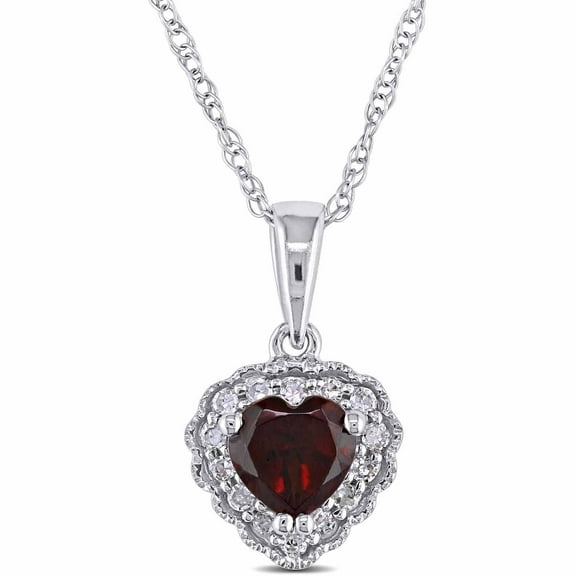 Everly Women's Garnet 10k White Gold Necklace