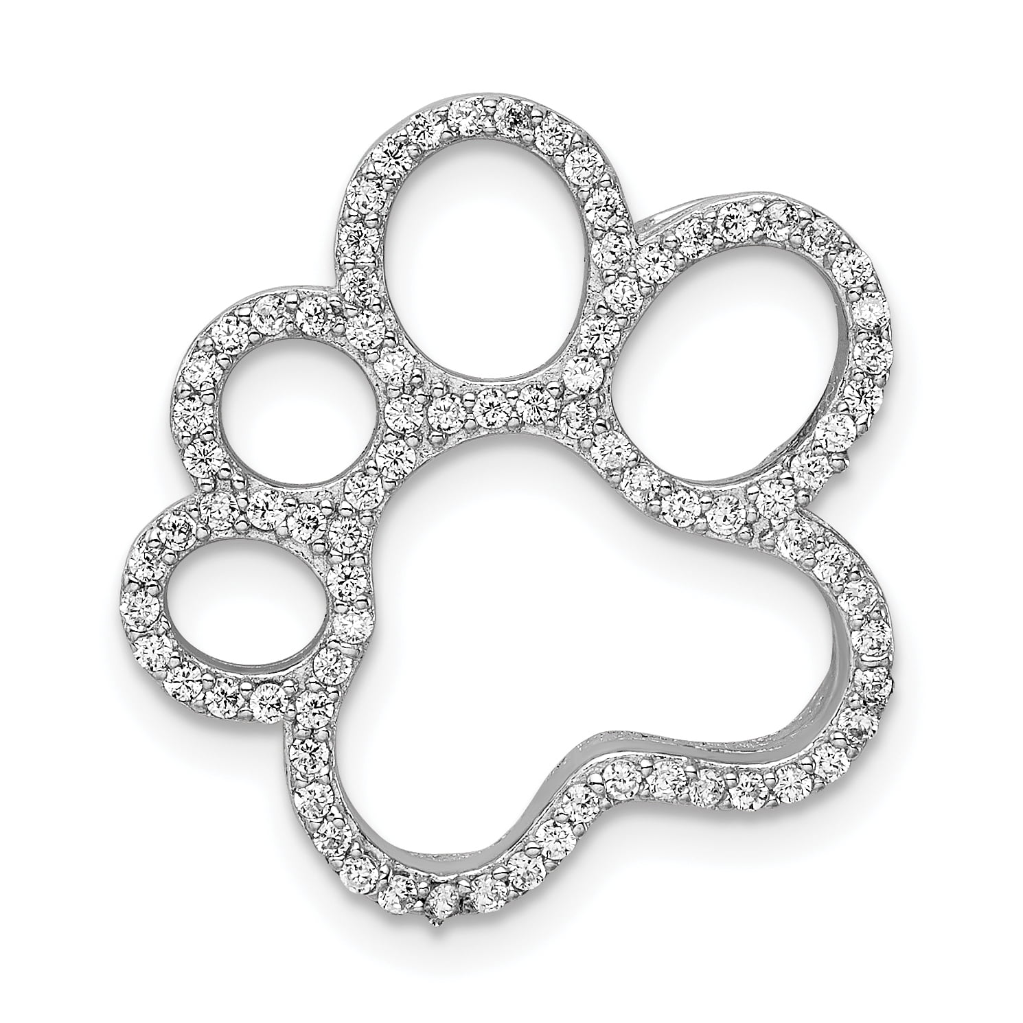 Sterling Silver CZ Paw Print Slide