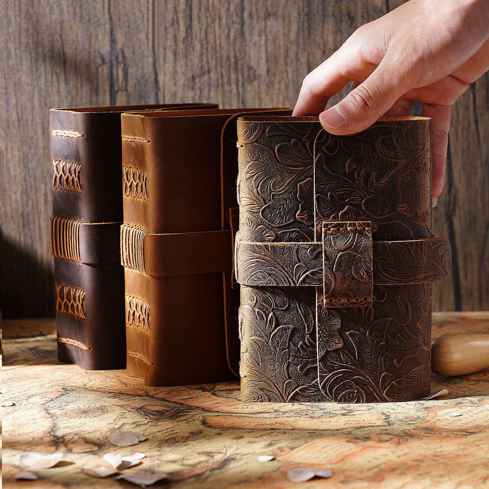 Retro Leather Journal Notebook Thicken Notepad Planner Sketchpad for Women Men