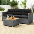 thumbnail image 2 of Costway 3-Seat Patio PE Rattan Wicker Couch Sofa with Deep Seating and Cushion for Porch, 2 of 10