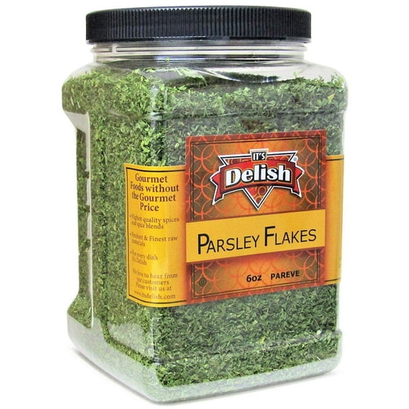 Dried Parsley Flakes by Its Delish - 6 Oz Jumbo Reusable Container - Long Term Food Storage - Dried and Chopped, Best for Seasoning & Garnishing