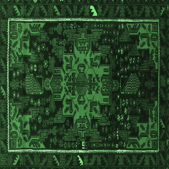 Ahgly Company Indoor Square Persian Emerald Green Traditional Area Rugs, 6' Square