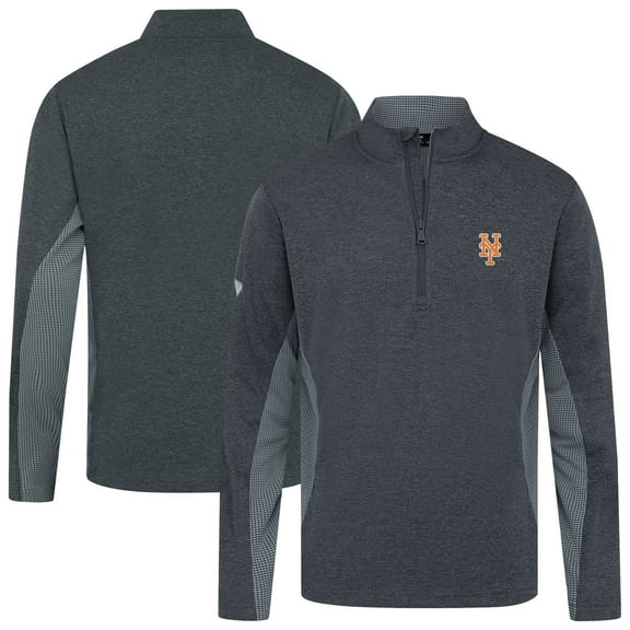 Men's Levelwear Heather Black New York Mets Waffle Insignia 2.0 Quarter-Zip Pullover