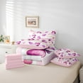 thumbnail image 6 of Castle Fairy Love Heart 7 Pieces Bedding Comforter Set,Geometric Stripes Full Bedding Set Lightweight,Sweet Candy Fitted Sheet Flat Sheet,Breathable Romantic Home Decor,Reversible, 6 of 8