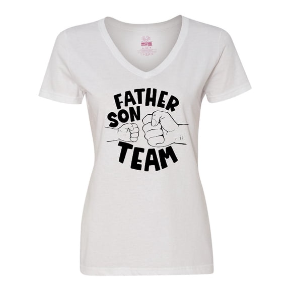 Inktastic Father's Day Father Son Team Parent Child Fist Bump Women's V-Neck T-Shirt