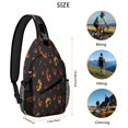 thumbnail image 5 of Sling Backpack,Spooky Halloween Faces Pattern Sling Bag with Water Bottle Holder,Waterproof Sling Bag for Men/Women with Headphone Jack for Hiking,Travel, 5 of 6