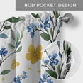 thumbnail image 5 of Blue Yellow Flower Valances for Windows Watercolor Leaf Rod Pocket Curtain Valance Window Treatment Short Curtains for Kitchen Living Room, 42"x18", 5 of 9