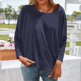thumbnail image 7 of TODOZO Long Sleeve Shirts for Women Tunic Tops Loose Fit Shirts Solid Basic Tops Womens Summer Tops Women's Solid Color Loose Round Neck T Shirts for Spring and Autumn Navy Xxl, 7 of 7