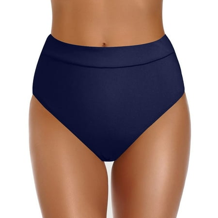 KONDYS Women High Waisted Bikini Bottoms High Cut Swim Bottom Full Coverage Sports Yoga Shorts Skirt Swimbottom Beachwear Swimwear Trendy
