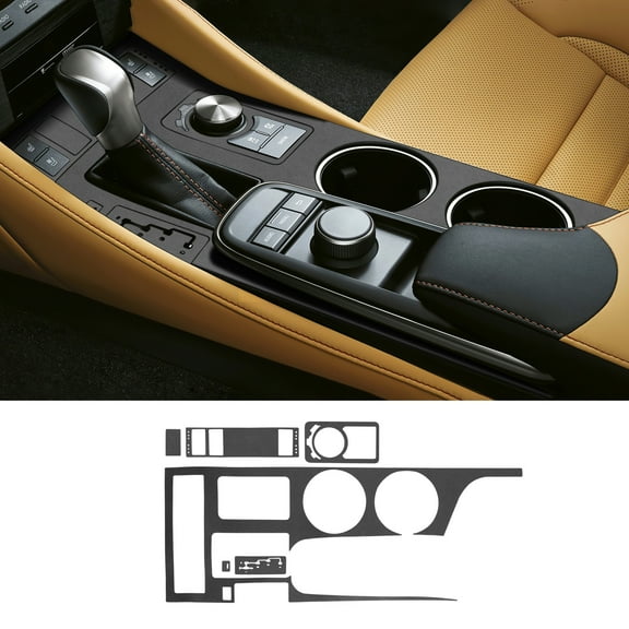 6pcs Suede Gear Shift Cupholder Panel Frame Covers for 2015-2022 Lexus RC Left-Hand Drive Car Interior Accessories, Black
