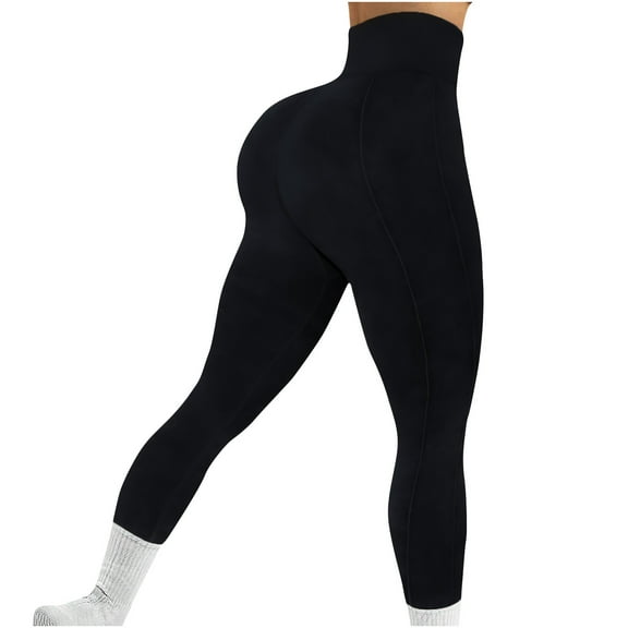 Qulqfy Nylon Leggings for Women Compression Running Black Yoga High Waist Scrunch Leggings Comfy Pants Women L