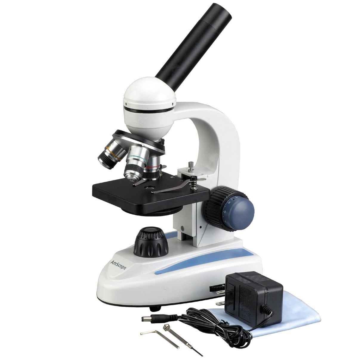 40X-1000X Metal Frame Home School C&F Compound Microscope 25 Prepared Slides